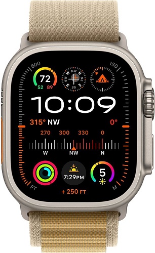 Умные часы Apple Watch Ultra 2 LTE 49 мм (титановый корпус, титановый/бежевый, ремешок из полиэстера L)