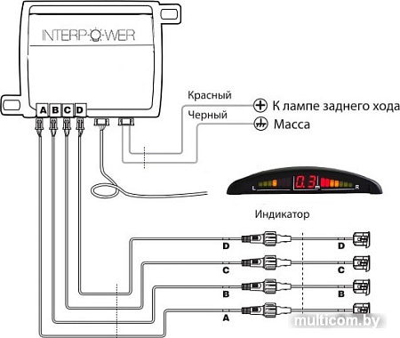 Парковочный радар Interpower IP-816 (черный)
