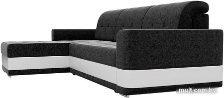 Угловой диван Mebelico Честер 61120 (левый, вельвет черный/экокожа белый)