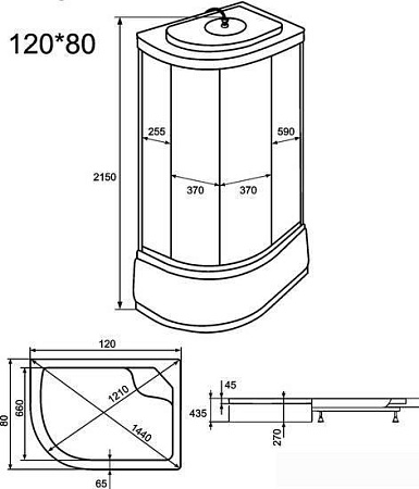 Душевая кабина OSK 3M-12R 120х80х215 (правая)