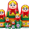 Развивающая игра Брестская Матрешка В зеленом сарафане и красном платке (набор 7 шт)