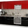 Кухня Кастанье Марта 2.6 (красный китайский глянец/черный глянец)