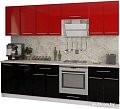 Кухня Кастанье Марта 2.6 (красный китайский глянец/черный глянец)