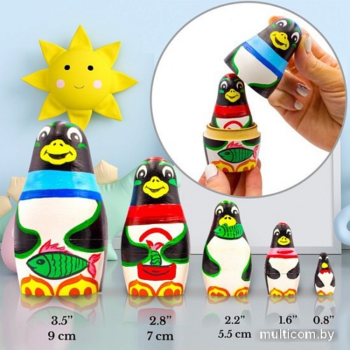 Развивающая игра Брестская Матрешка В виде фигурок милых пингвинов (набор 5 шт)