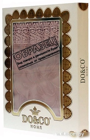 Скатерть DO&CO c гипюром 160x220 8082 (персиковый)