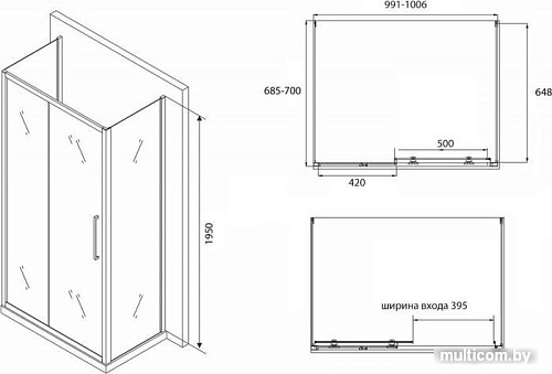 Душевой уголок Abber Schwarzer Diamant AG30100BH-S70B-S70B