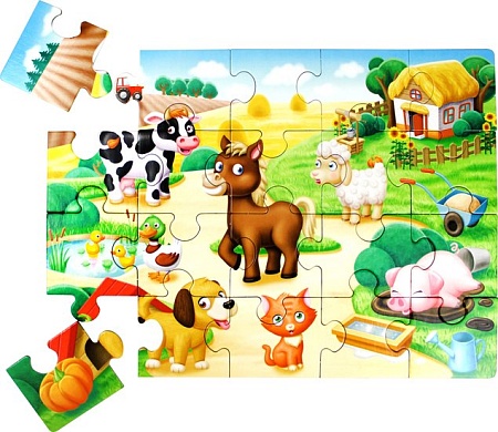 Мозаика/пазл Baby Toys First Puzzle. Кто живет в Деревне 04189