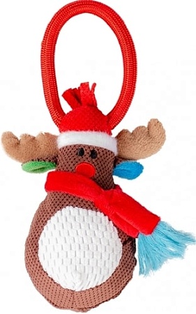 Игрушка для собак Duvo Plus Новогодний Олень с ручкой 11562/DV