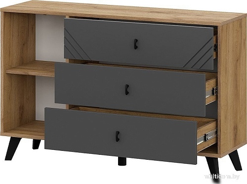 Тумба Mio Tesoro Байкал 3 ящика со створкой (дуб золотистый/графит)