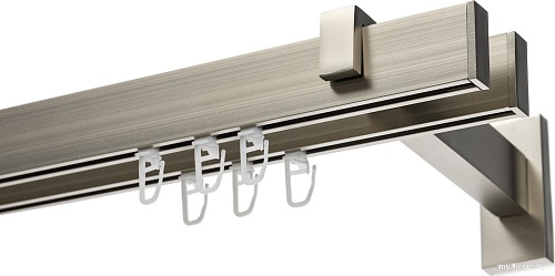 Карниз для штор Sundays Home Флэт Лайн Изи двойной (составной, заглушка, сатин, 4 м)