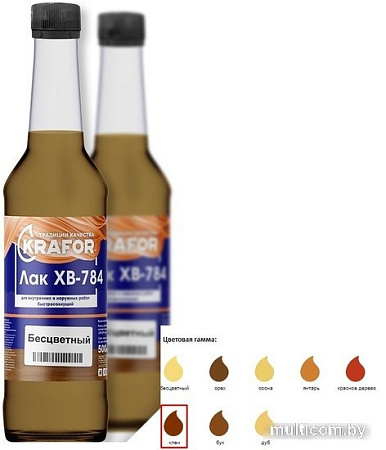 Лак Krafor ХВ-784 0.5 л (клен)