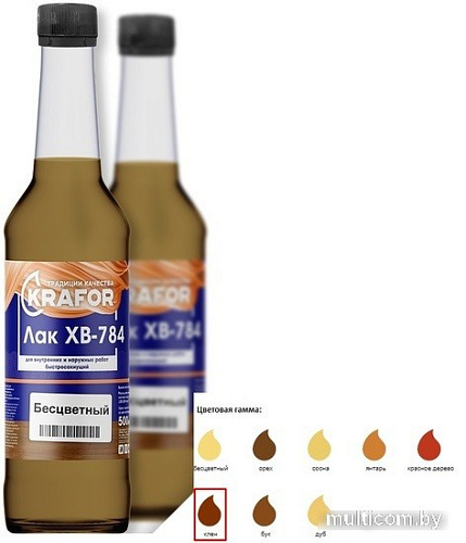 Лак Krafor ХВ-784 0.5 л (клен)