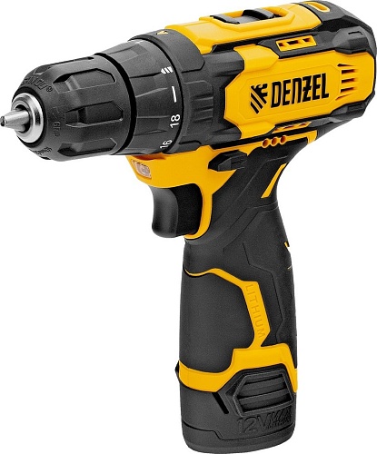 Дрель-шуруповерт Denzel CDQ-12 (с 2-мя АКБ, кейс)