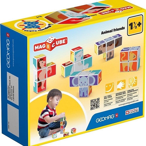 Развивающая игра Geomag Магнитные кубики зверята GM132