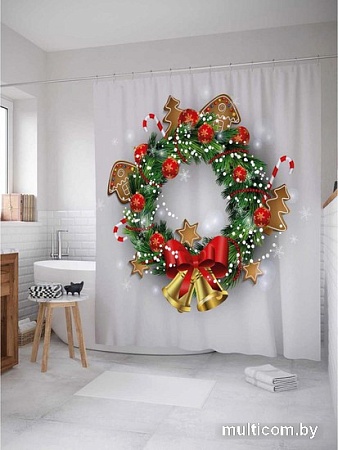 Шторка-занавеска для ванны JoyArty Колокольчики на венке sc_21508