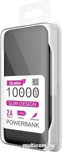Портативное зарядное устройство Olmio Slim 10000mAh (черный)