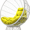 Кресло M-Group Кокос на подставке 11590111 (белый ротанг/желтая подушка)