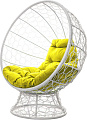 Кресло M-Group Кокос на подставке 11590111 (белый ротанг/желтая подушка)