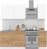 Готовая кухня Интермебель Микс Топ-2 1.6м (белый премиум/дуб крафт золотой/мрамор лацио белый)