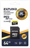 Карта памяти Exployd Premium Series microSDXC 64GB EX064GCSDXC10UHS-1-ELU3 (с адаптером)