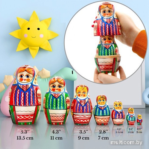 Развивающая игра Брестская Матрешка В белорусском традиционном платье с орнаментом (набор 7 шт)