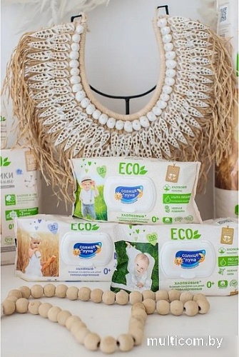Влажные салфетки Солнце и Луна Eco С отваром ромашки (72 шт)