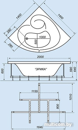 Ванна Triton ЭРИКА 140x140