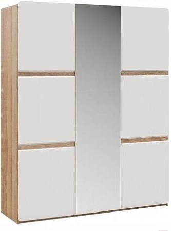 Шкаф распашной Империал Дакота 3-х дверный (дуб сонома/белый глянец)
