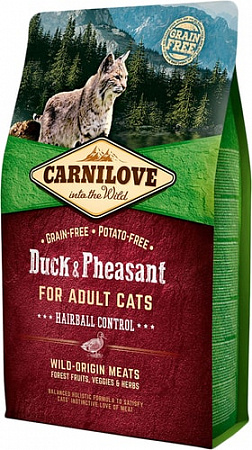 Корм для кошек Carnilove Adult Hairball Control Duck & Pheasant 2 кг