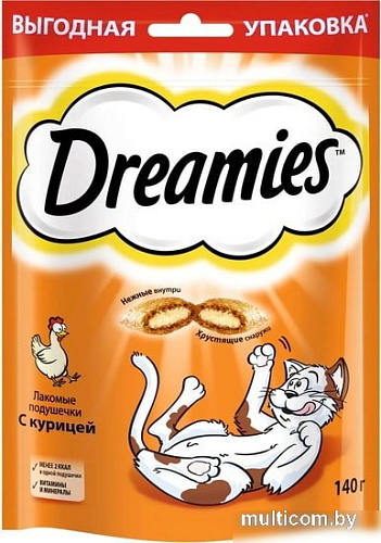 Лакомство для кошек Dreamies лакомые подушечки с курицей 140 г