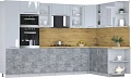 Готовая кухня Интерлиния Мила Пластик 1.88x3.2 PR (туманный глянец/мрамор/дуб бунратти)