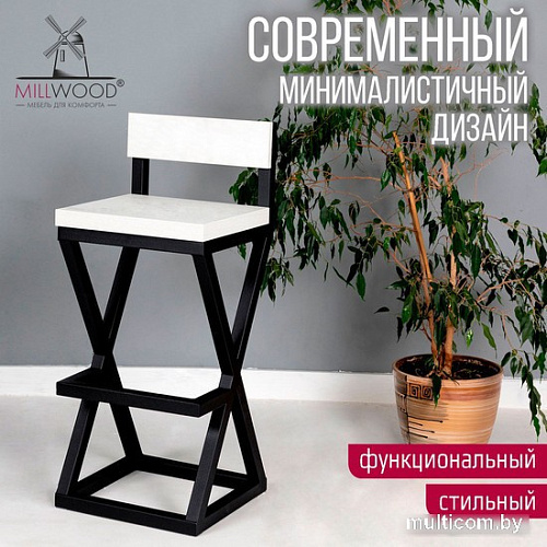 Стул Millwood Вена 2 Л полубарный (белый/металл черный)