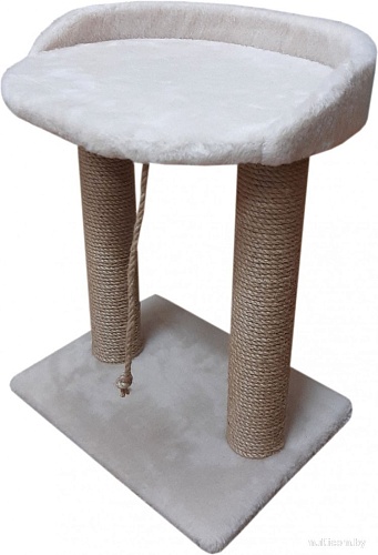 Когтеточка Bast С овальной полкой 55 (джут, бежевый)