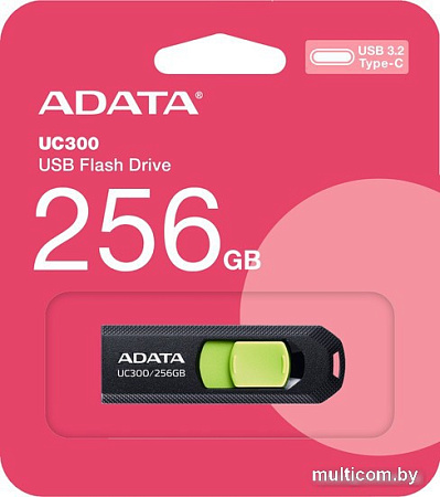 USB Flash ADATA UC300 256GB (черный/зеленый)