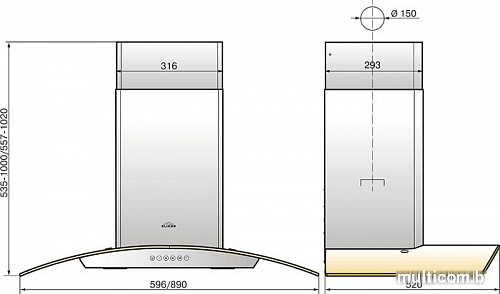 Кухонная вытяжка Elikor Аметист S4 90Н-700-Э4Д (нержавеющая сталь)