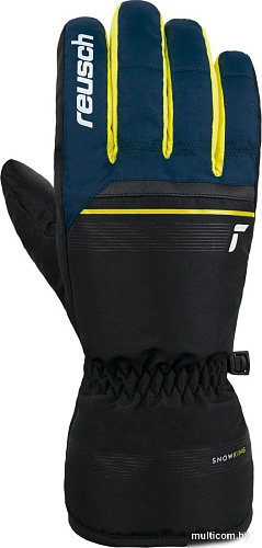 Горнолыжные перчатки Reusch Snow King 6201198-7800 (р-р 10, Black/Dress Blue/Safety Yellow)