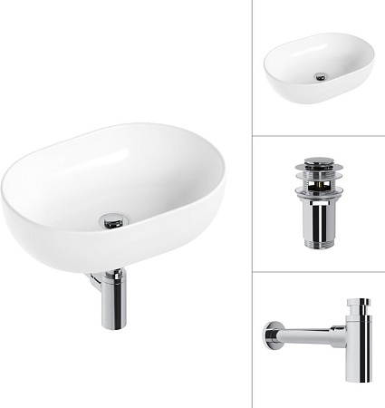 Умывальник Lauter 21836A + клапан 21190CH + сифон 21635CH (хром)