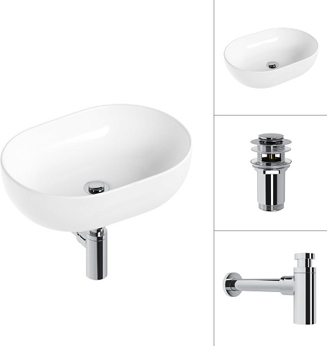 Умывальник Lauter 21836A + клапан 21190CH + сифон 21635CH (хром)