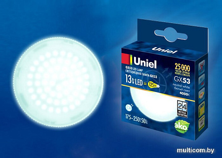 Светодиодная лампочка Uniel LED-GX53-13W/NW/GX53/FR PLZ01WH UL-00003723