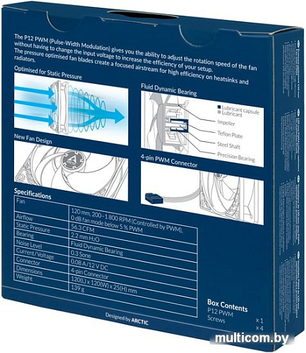 Вентилятор для корпуса Arctic P12 PWM ACFAN00171A (белый)