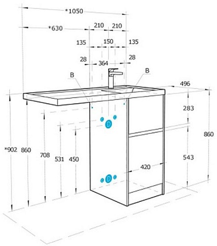 Акватон Тумба под умывальник Лондри 40 1A2670K1LH0C0