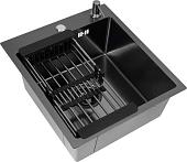 Кухонная мойка Basic CL DS Decor 45x50 (черный, коландер, дозатор)