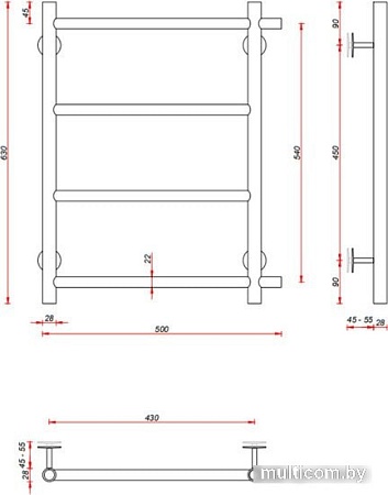 Полотенцесушитель Fincopper FCEB 63x50 (черный)