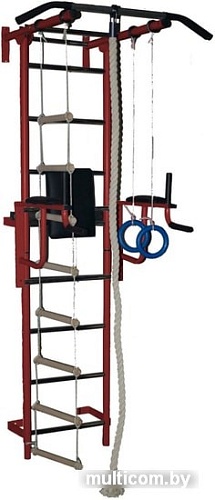 Детский спортивный комплекс Крепыш пристенный с брусьями-1 (бордовый)