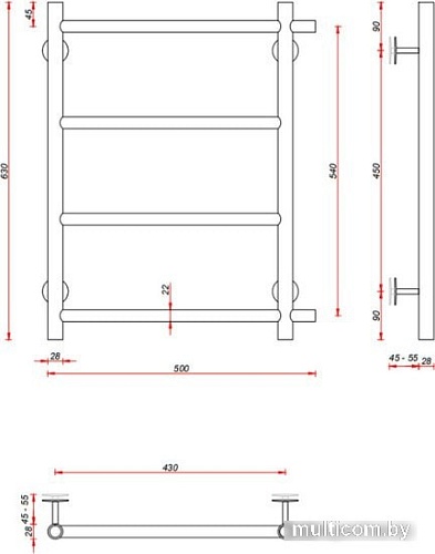 Полотенцесушитель Fincopper FCEB 63x50 (черный)