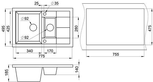 Кухонная мойка Granula 7802 (графит)