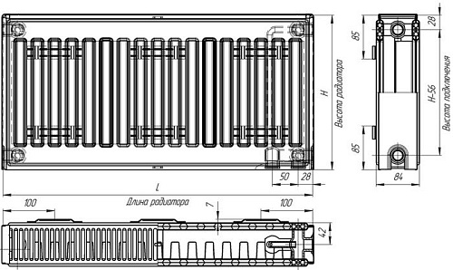 Стальной панельный радиатор Лидея ЛУ 21-307 300x700