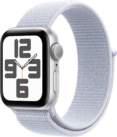 Умные часы Apple Watch SE 2 40 мм (алюминиевый корпус, серебристый/голубой, нейлоновый ремешок)