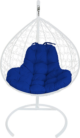 Подвесное кресло M-Group XL 11120110 (белый ротанг/синяя подушка)