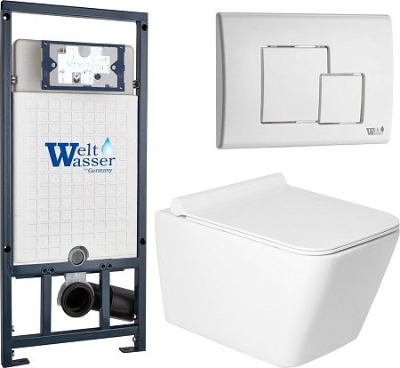 Унитаз подвесной Saniteco KW-9004W в комплекте с инсталляцией + Marberg 507 SE GL-WT + Marberg 507